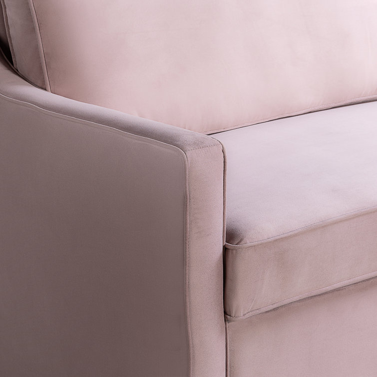 Mauve Velvet Full Sleeper Loveseat with Wood Legs