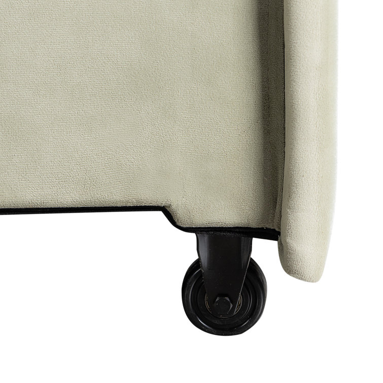 Sage Green Velvet Full Sleeper Loveseat with Wood Legs