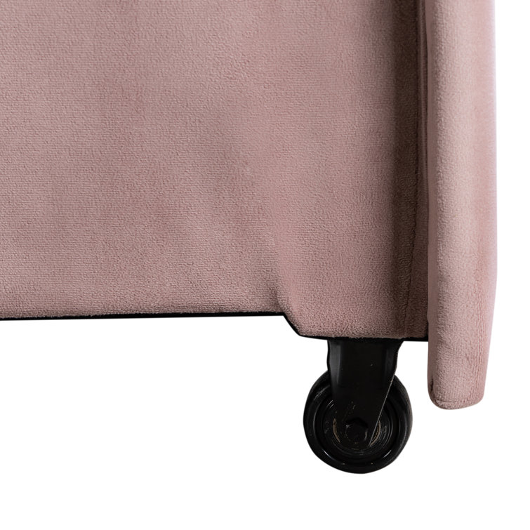 Mauve Velvet Full Sleeper Loveseat with Wood Legs