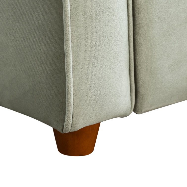 Sage Green Velvet Full Sleeper Loveseat with Wood Legs
