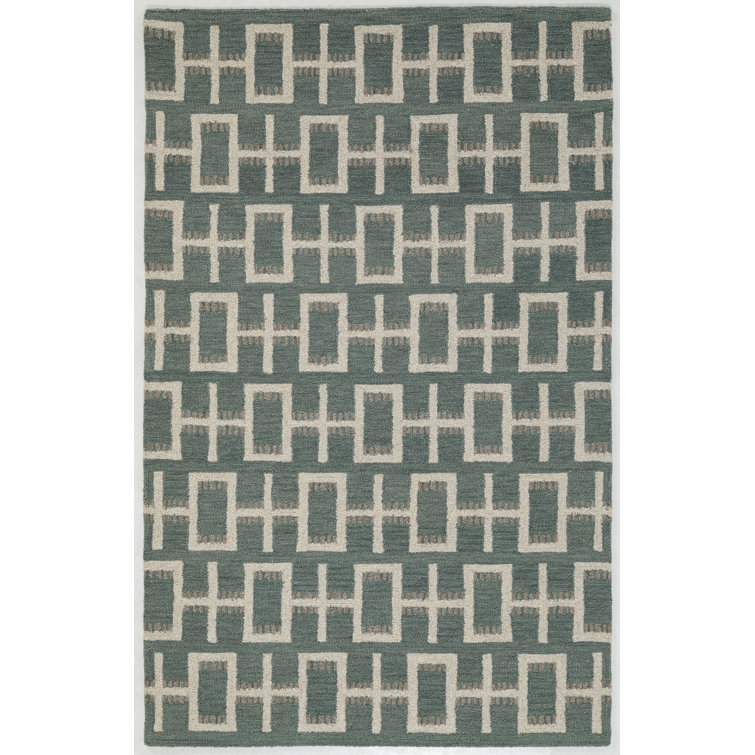 Scandinavian Hand Tufted Blue Wool Runner Rug