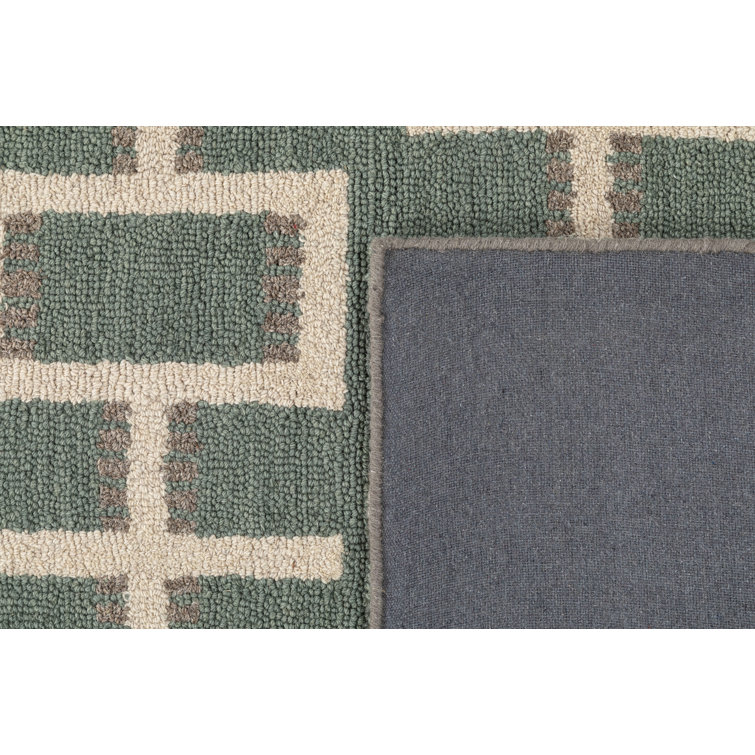 Scandinavian Hand-Tufted Blue Wool Runner Rug