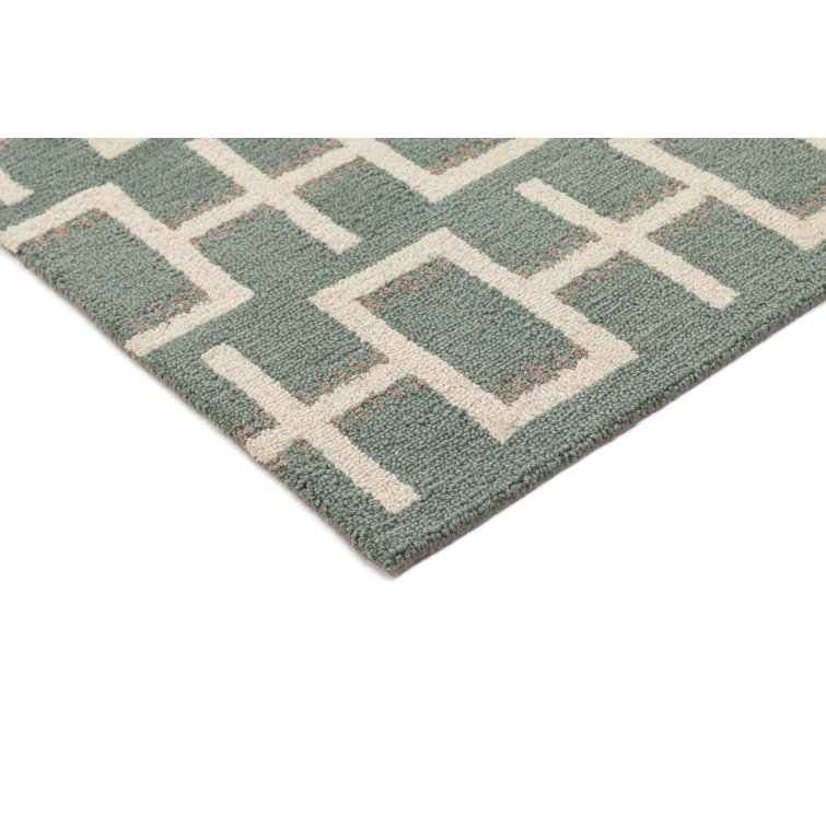 Scandinavian Hand-Tufted Blue Wool Runner Rug