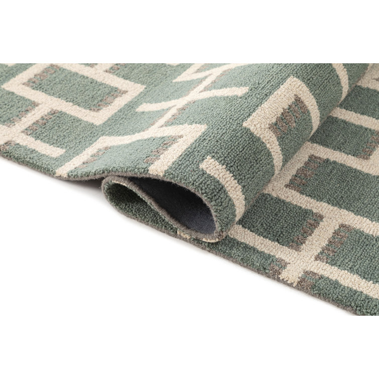 Scandinavian Hand-Tufted Blue Wool Runner Rug