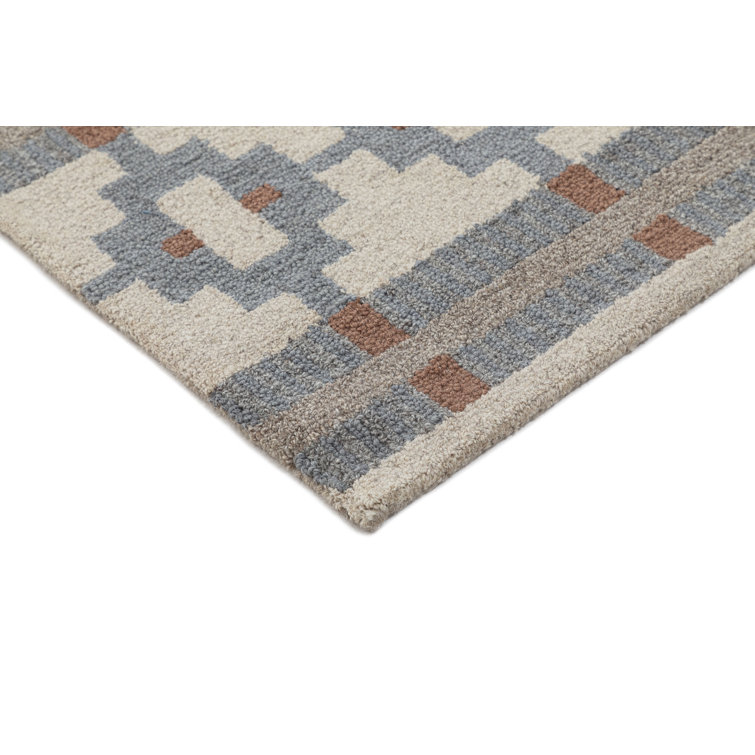 Gray and Brown Hand-Tufted Wool Rectangle Rug