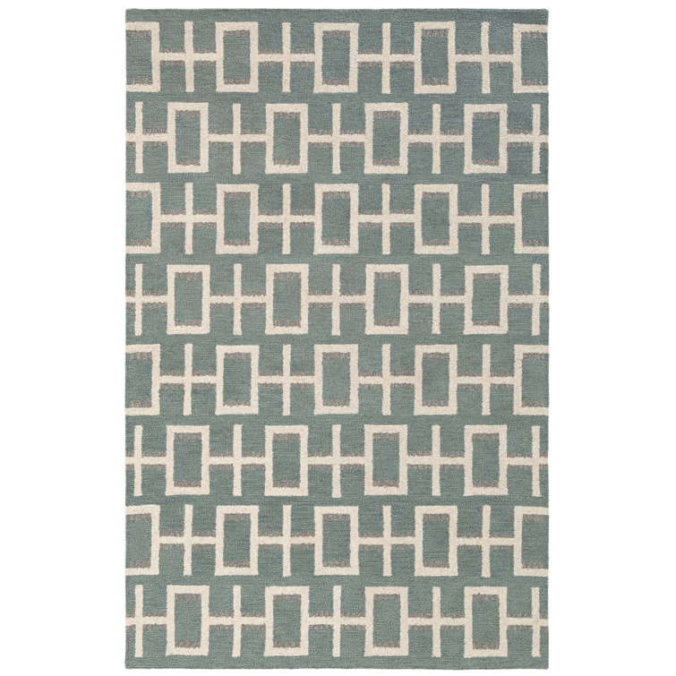 Scandinavian Hand Tufted Blue Wool Runner Rug
