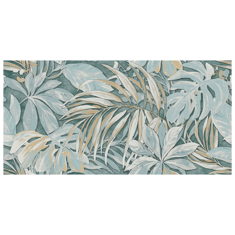 Parete Tropici Large Blue Glazed Porcelain Floral Wall & Floor Tile
