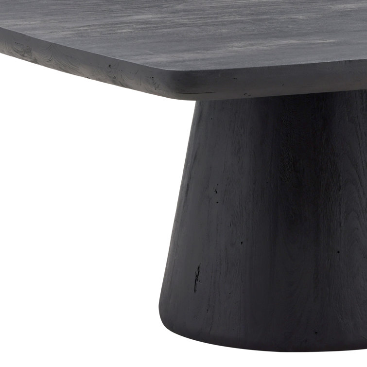 Black Acacia Wood Round Pedestal Dining Table