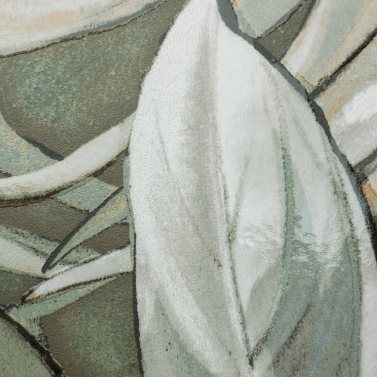 Parete Tropici Large Green Glazed Porcelain Floral Wall Tile