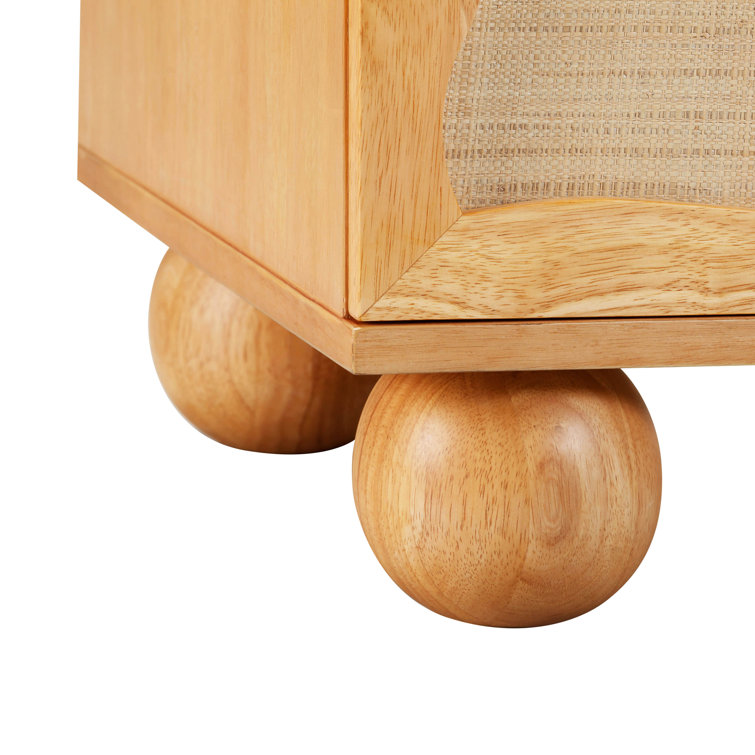 Natural Mango Wood and Rattan Coastal 6-Drawer Dresser