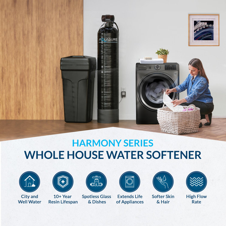 Aquasure Harmony Black 32,000 Grain Whole House Water Softener System