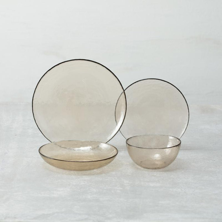Los Cabos Ginger Root Hammered Glass 10oz Stemless Tumblers Set of 4