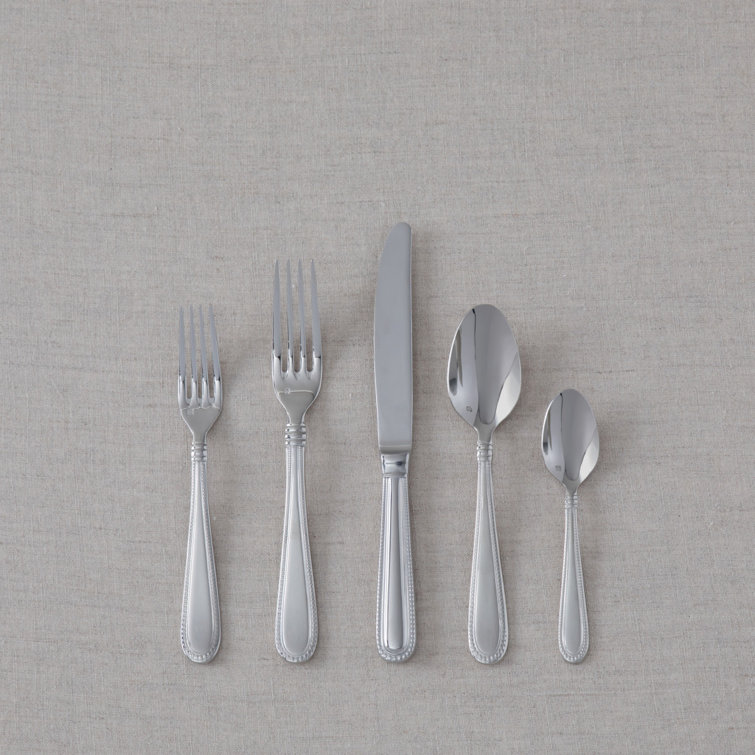 Fortessa Caviar 5 Piece 18/10 Stainless Steel Flatware Set, Service for 1