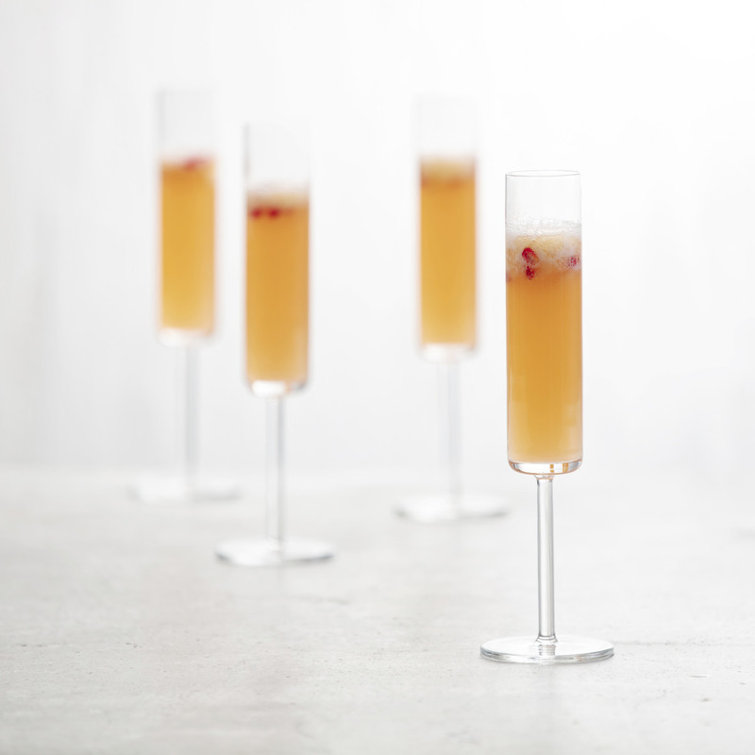 Modo 5.5 oz Clear Titanium Crystal Champagne Flutes, Set of 4