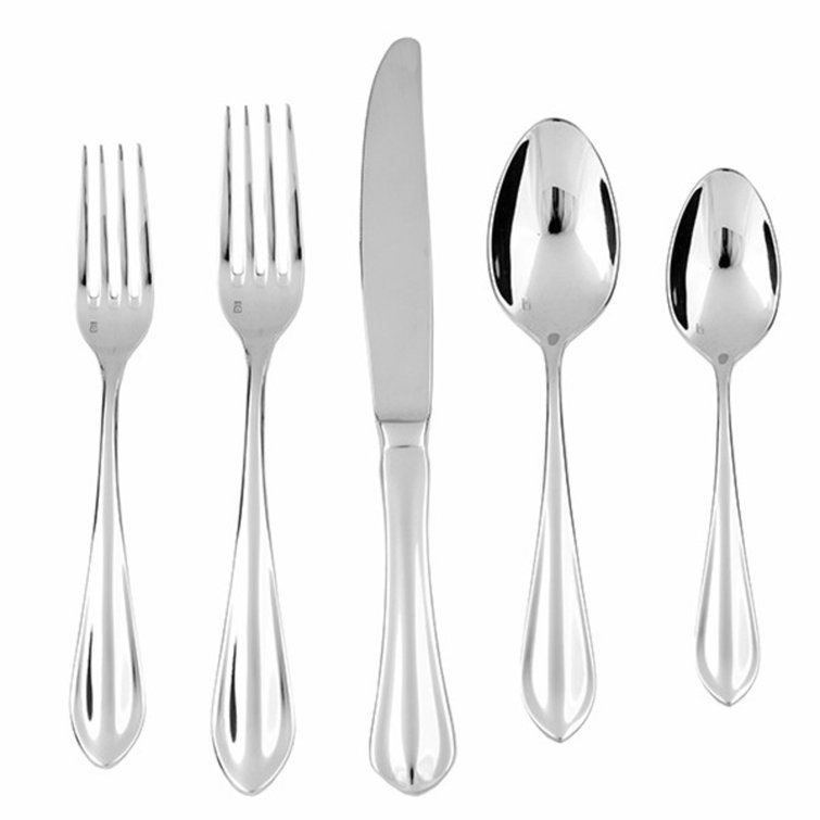 Fortessa Forge 5 Piece 18/10 Stainless Steel Flatware Set, Service for 1