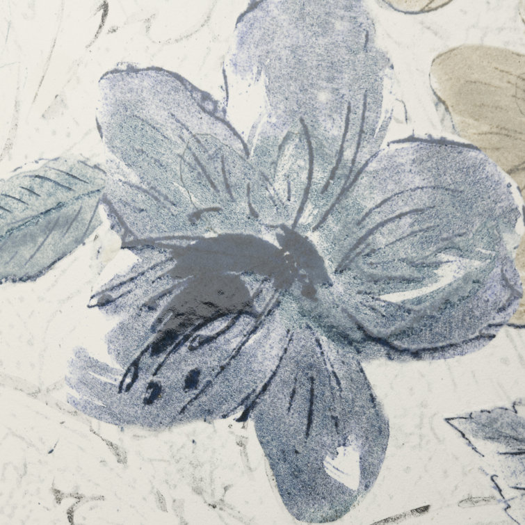 Parete Setoso Large White and Blue Floral Glazed Porcelain Tile
