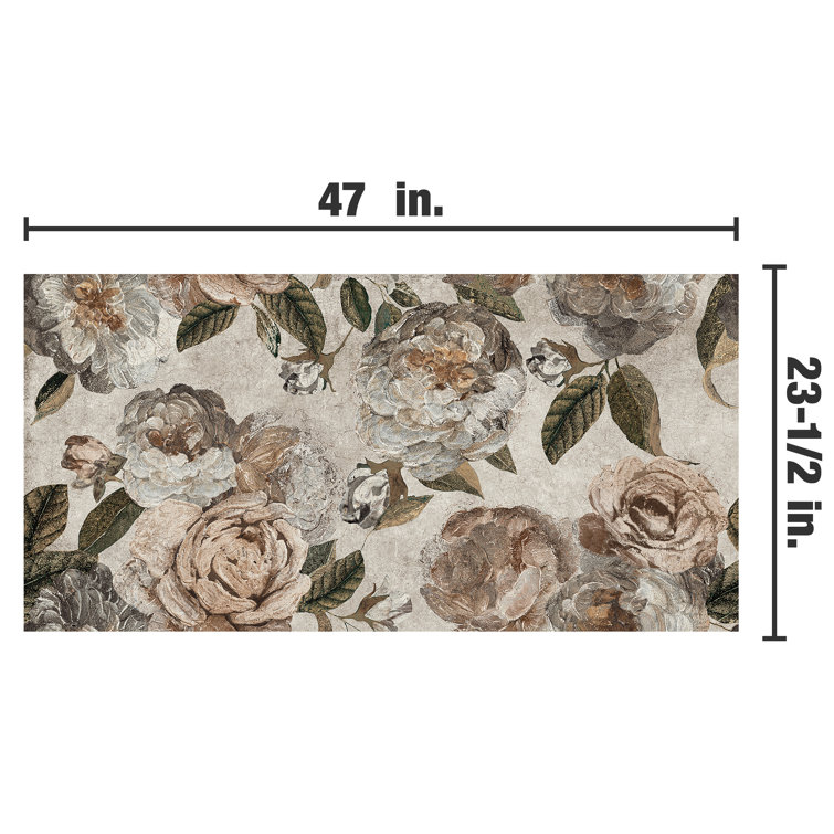 Large Beige Floral Matte Porcelain Wall and Floor Tile