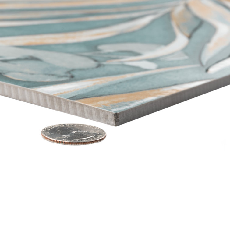 Parete Tropici Large Blue Glazed Porcelain Floral Wall & Floor Tile