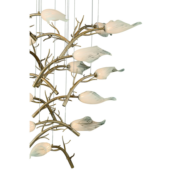 Matera Gold 15-Light Chandelier with White Glass Shades