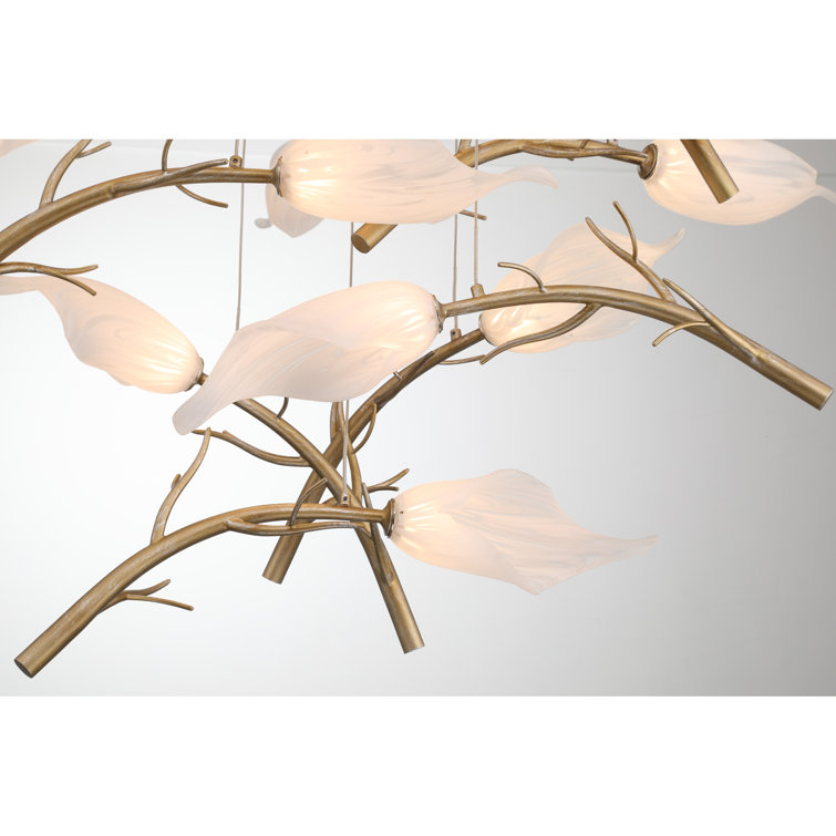 Matera Gold 15-Light Chandelier with White Glass Shades