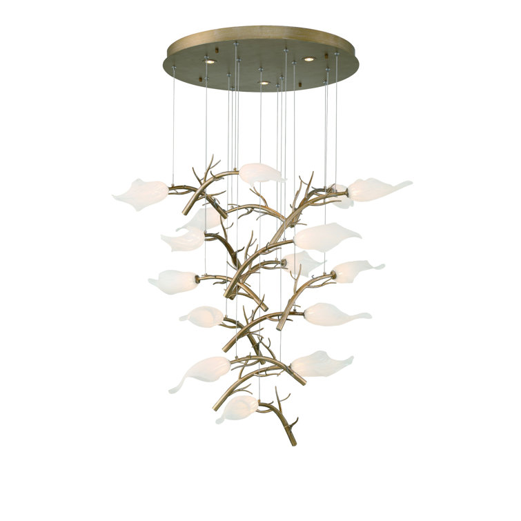 Matera Gold 15-Light Chandelier with White Glass Shades
