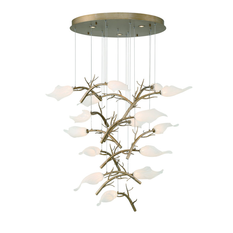 Matera Gold 15-Light Chandelier with White Glass Shades