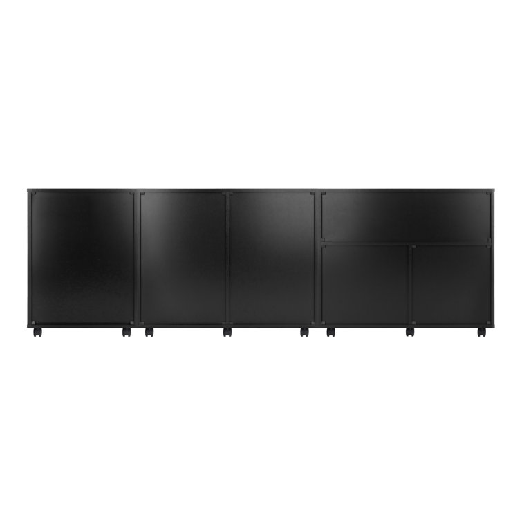 Halifax Matte Black Freestanding Storage Cabinet Set with Adjustable Shelving