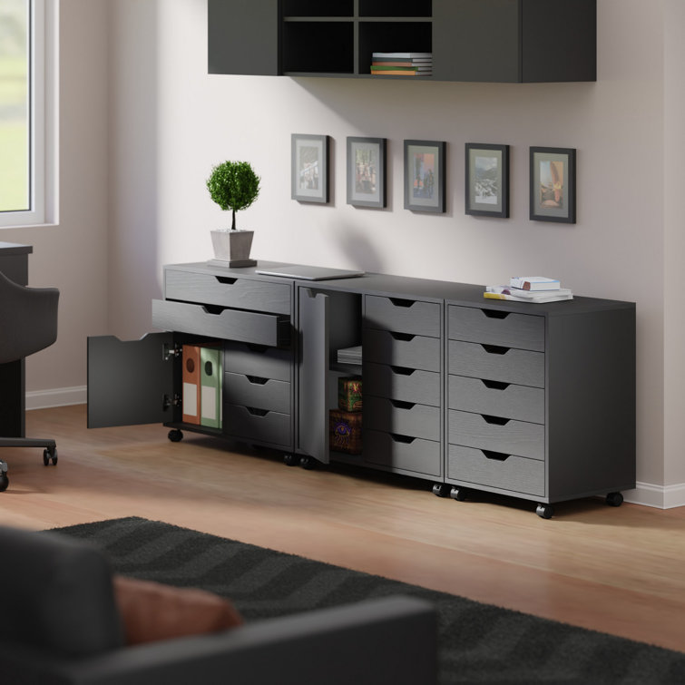 Halifax Matte Black Freestanding Storage Cabinet Set with Adjustable Shelving