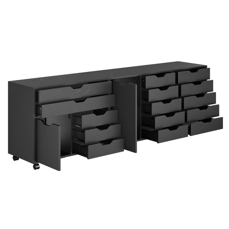 Halifax Matte Black Freestanding Storage Cabinet Set with Adjustable Shelving