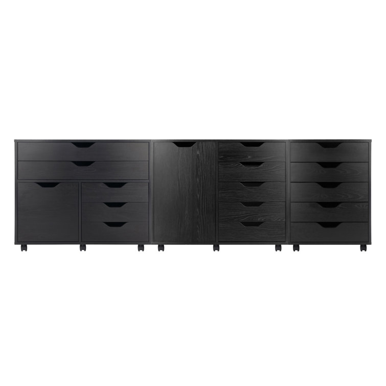 Halifax Matte Black Freestanding Storage Cabinet Set with Adjustable Shelving