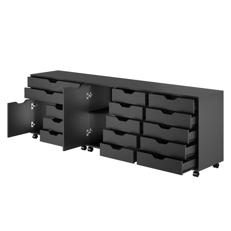 Halifax Matte Black Freestanding Storage Cabinet Set with Adjustable Shelving