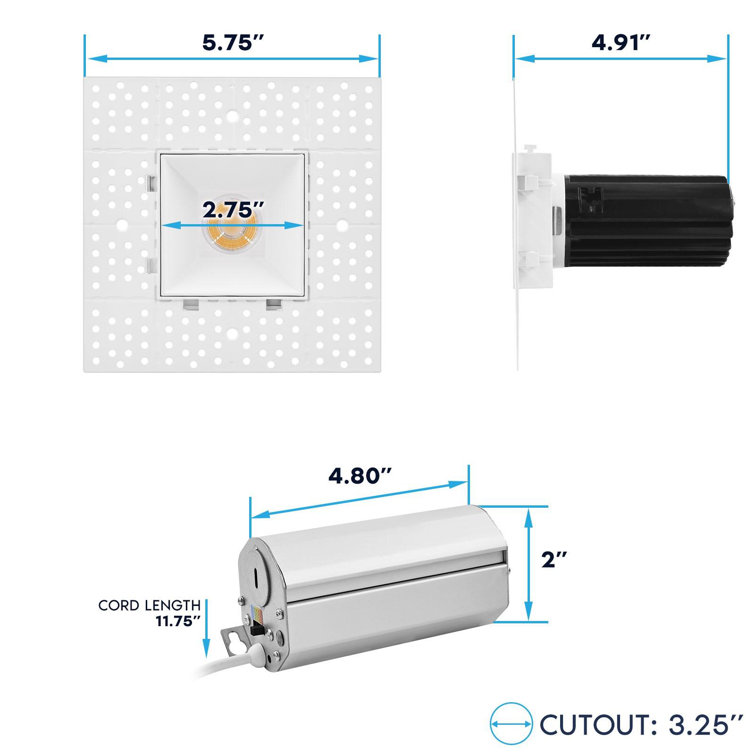 5.75'' White Aluminum LED Recessed Lighting Kit