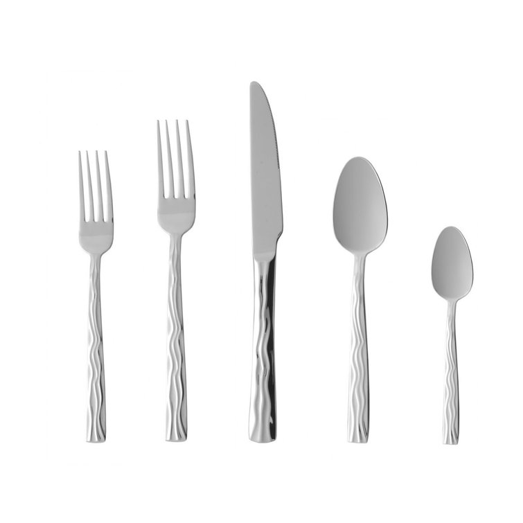 Fortessa Dorada 18/10 Stainless Steel 20 Piece Flatware Set, Service for 4, Silver