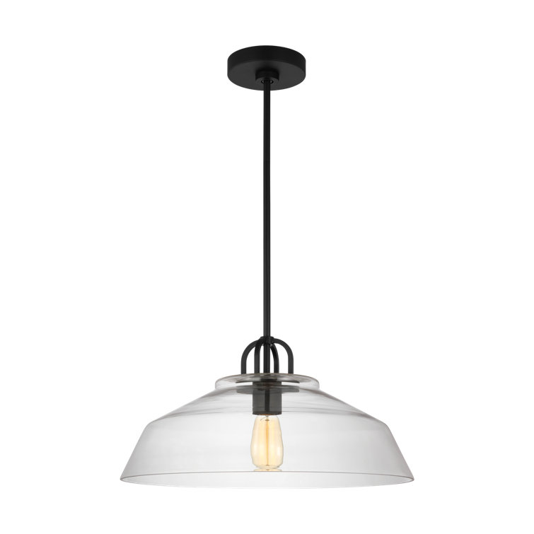 Midnight Black Clear Glass Industrial Pendant Light