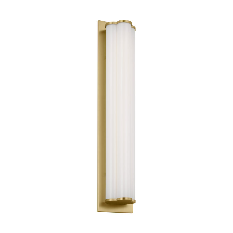 Burnished Brass and Milk Glass Dimmable LED Vanity Light