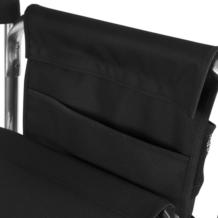 Black Aluminum Camping Chair with Side Table and Storage