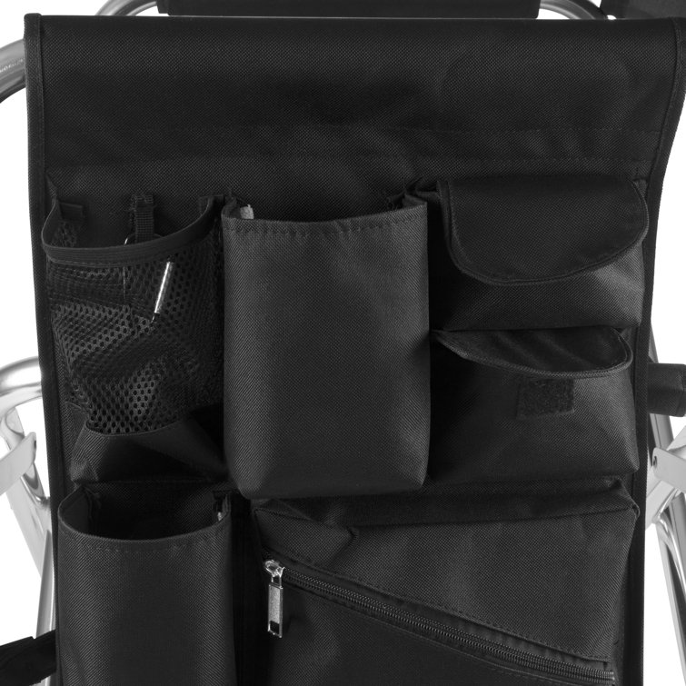 Black Aluminum Camping Chair with Side Table and Storage