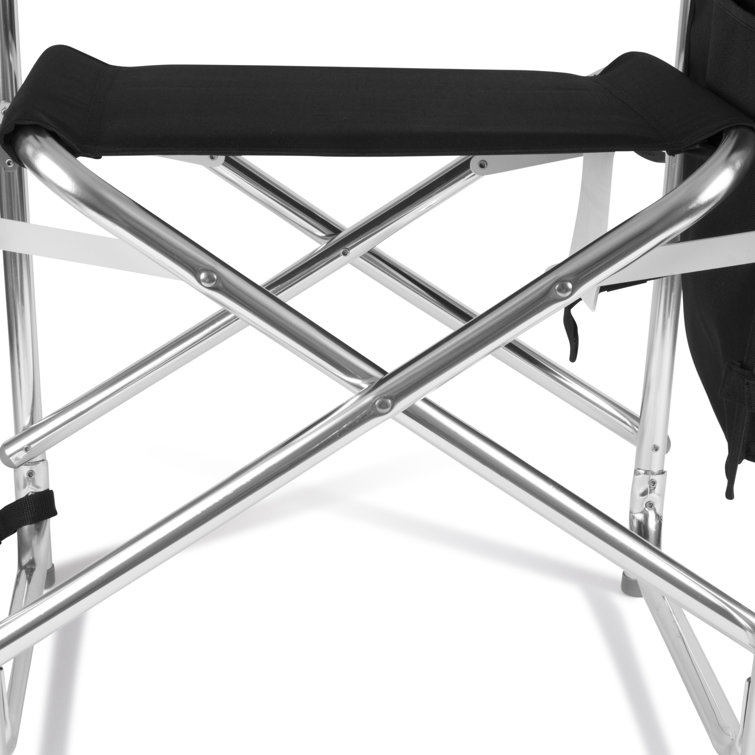 Black Aluminum Camping Chair with Side Table and Storage