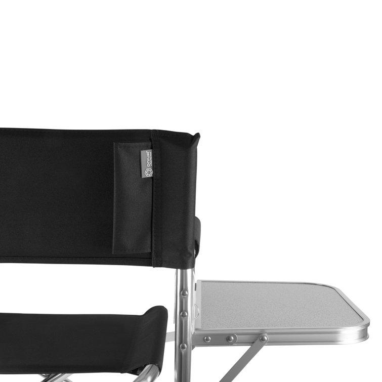 Black Aluminum Camping Chair with Side Table and Storage