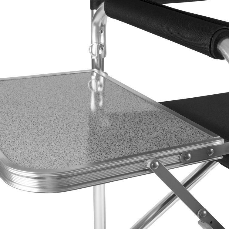 Black Aluminum Camping Chair with Side Table and Storage