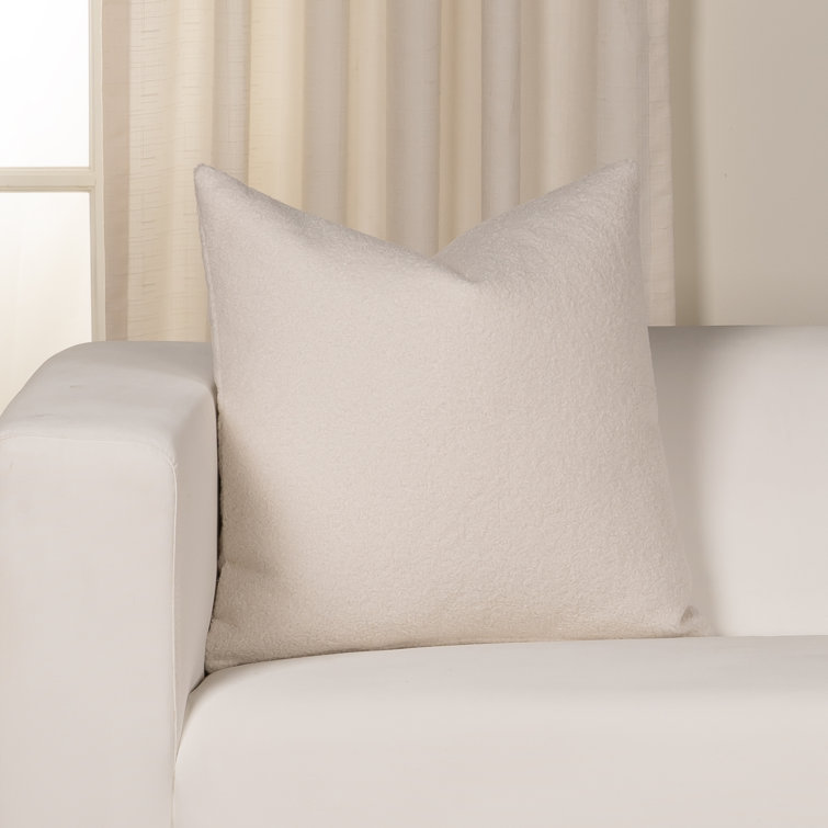Cream Chenille Faux Leather 20x20 Throw Pillow Cover