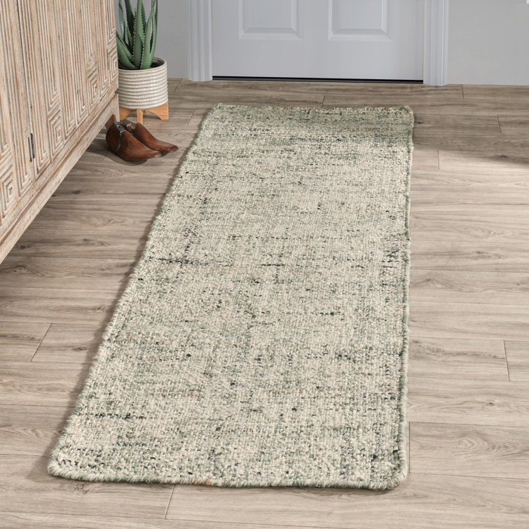 Handwoven Sage Wool Indoor/Outdoor Runner Rug