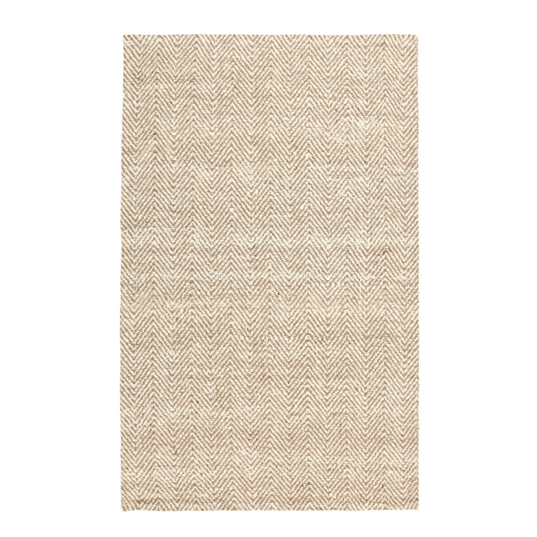 Ivory Handmade Herringbone Wool Blend Chenille Area Rug 6' x 9'