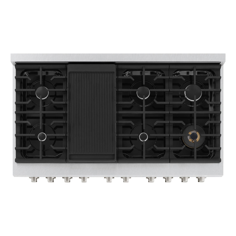 ZLINE 48" Stainless Steel Double Oven Gas Range with Griddle