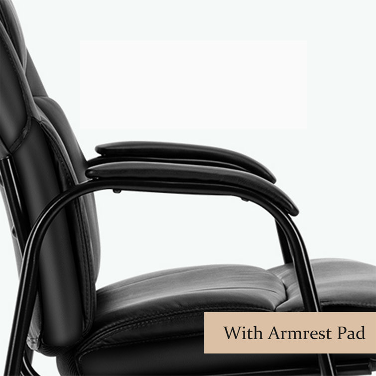 Black Faux Leather Waiting Room Chairs with Metal Frame, Set of 2