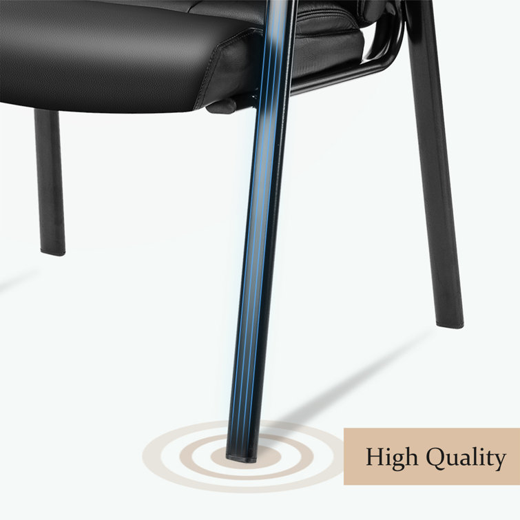 Black Faux Leather Waiting Room Chairs with Metal Frame, Set of 2