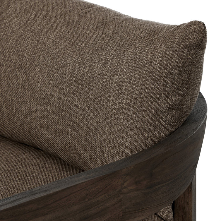 Ellor Brown Solid Teak Outdoor Lounge Chair with Cushion
