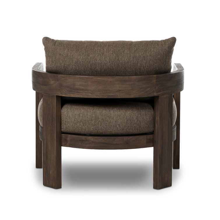 Ellor Brown Solid Teak Outdoor Lounge Chair with Cushion