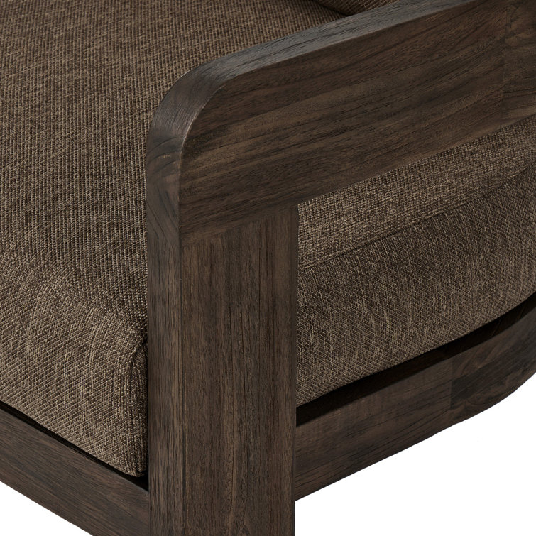 Ellor Brown Solid Teak Outdoor Lounge Chair with Cushion