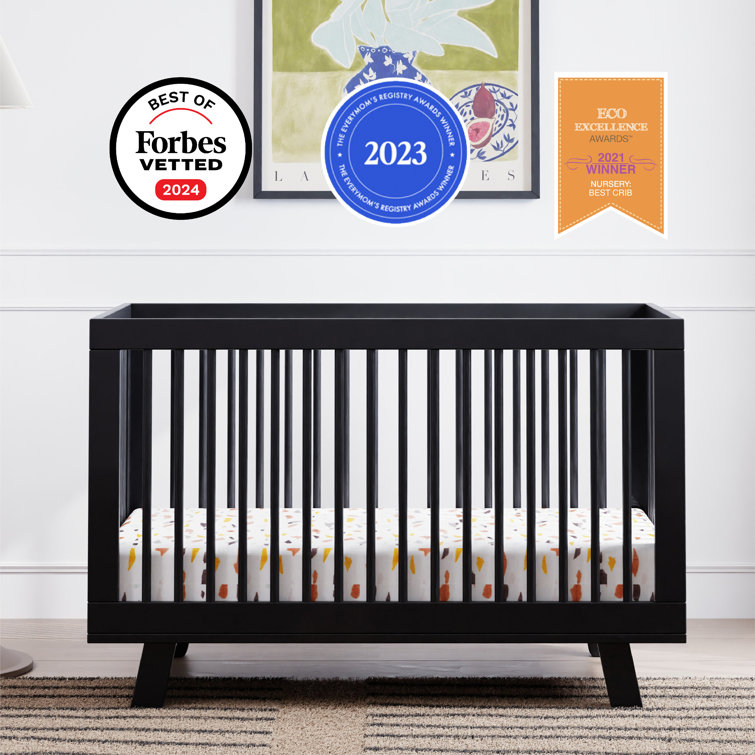 Hudson Black 3-in-1 Convertible Crib with Toddler Rail